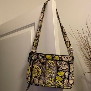 Medium yellow and black Vera Bradley shoulder bag